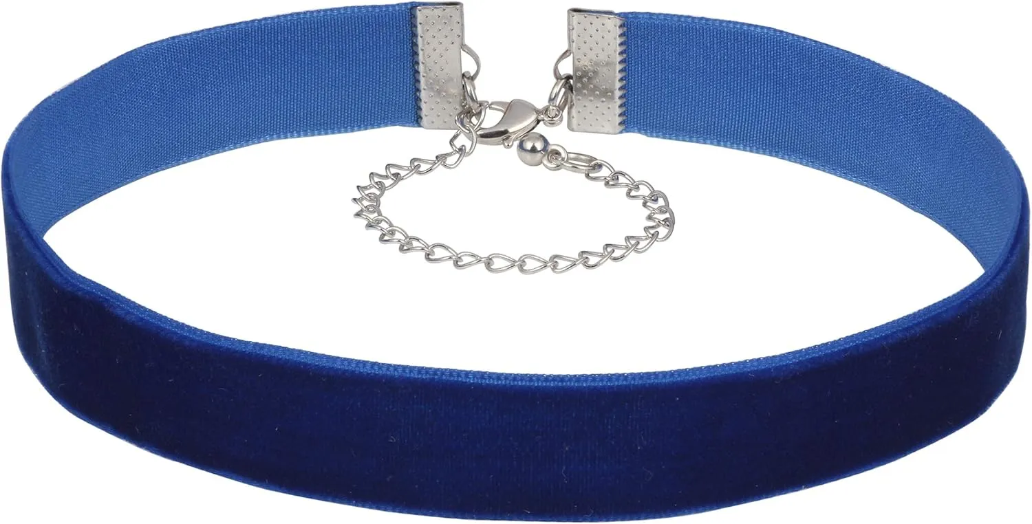 Coiris 1.6cm 20pcs Royal Blue Velvet Chokers Vintage Necklace for Women With Extension (XL-1002-5)