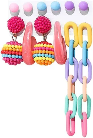 Colorful Acrylic Earrings Set for Women.Resin Chain Statement Earrings,Y2k Aesthetic Dangle Drop Earrings Geometric Stud Earrings Earrings Pack
