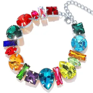 Colorful Crystal Choker Necklace Gold Sparkly Diamond Chokers Rhinestone Rave Prom Neck Chain for Women