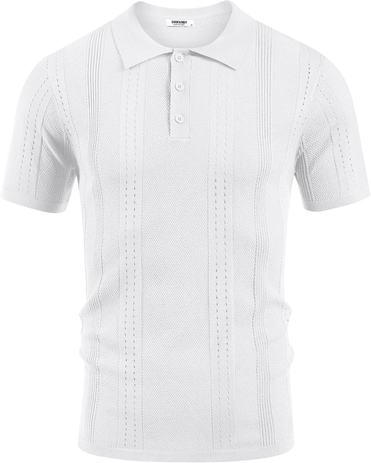 COOFANDY Mens Knit Polo Shirts Short Sleeve Collared Golf Shirt Hollow Out Textured T-Shirt Summer Fashion Tops