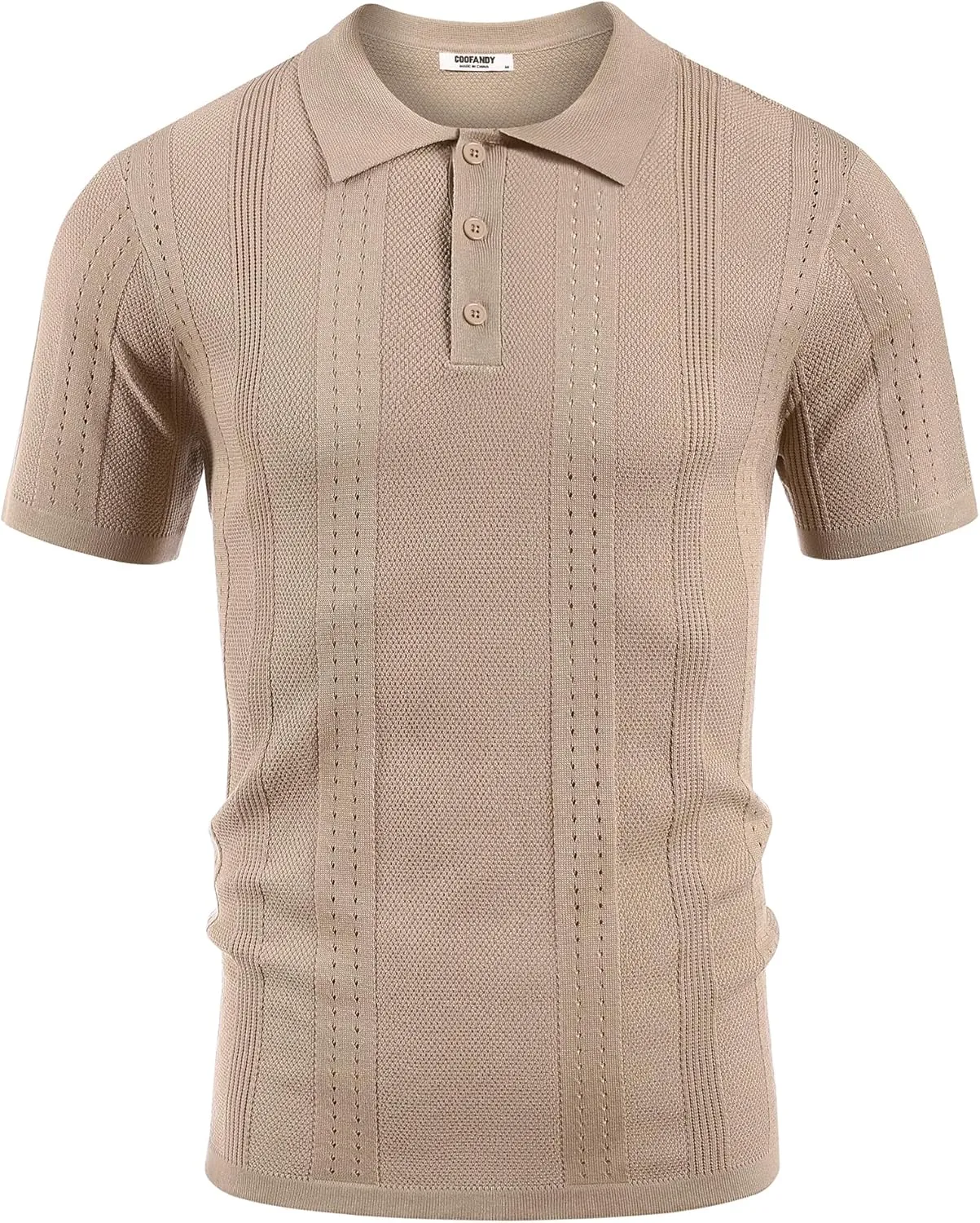 COOFANDY Mens Knit Polo Shirts Short Sleeve Collared Golf Shirt Hollow Out Textured T-Shirt Summer Fashion Tops