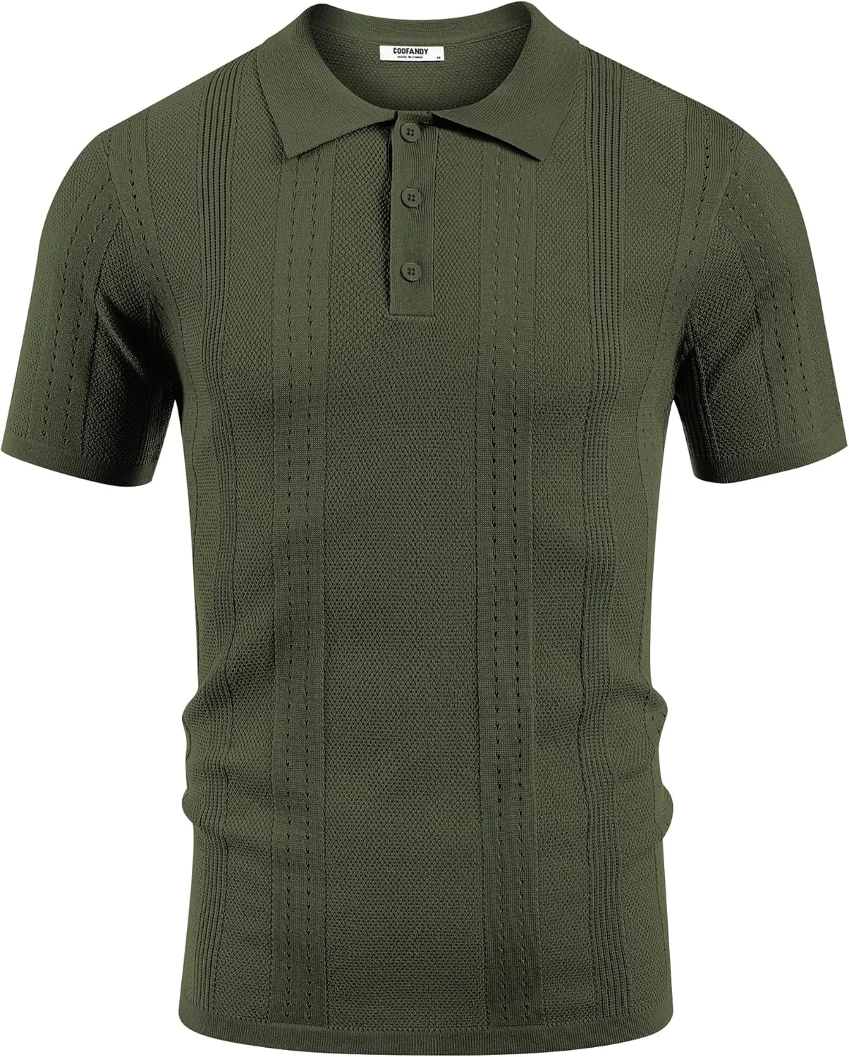COOFANDY Mens Knit Polo Shirts Short Sleeve Collared Golf Shirt Hollow Out Textured T-Shirt Summer Fashion Tops