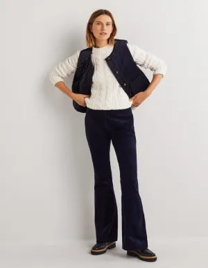Corduroy Flare Trousers-French Navy