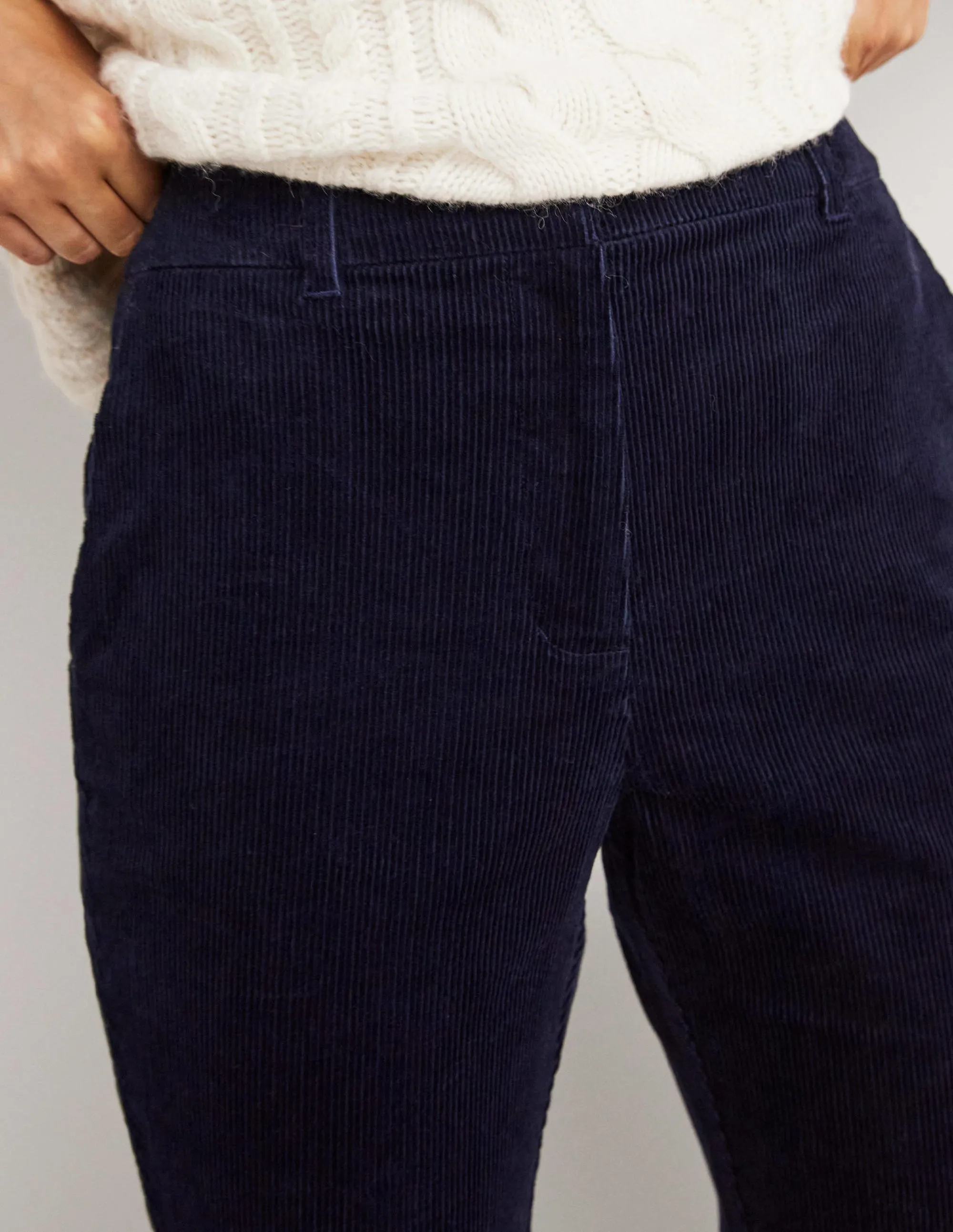Corduroy Flare Trousers-French Navy