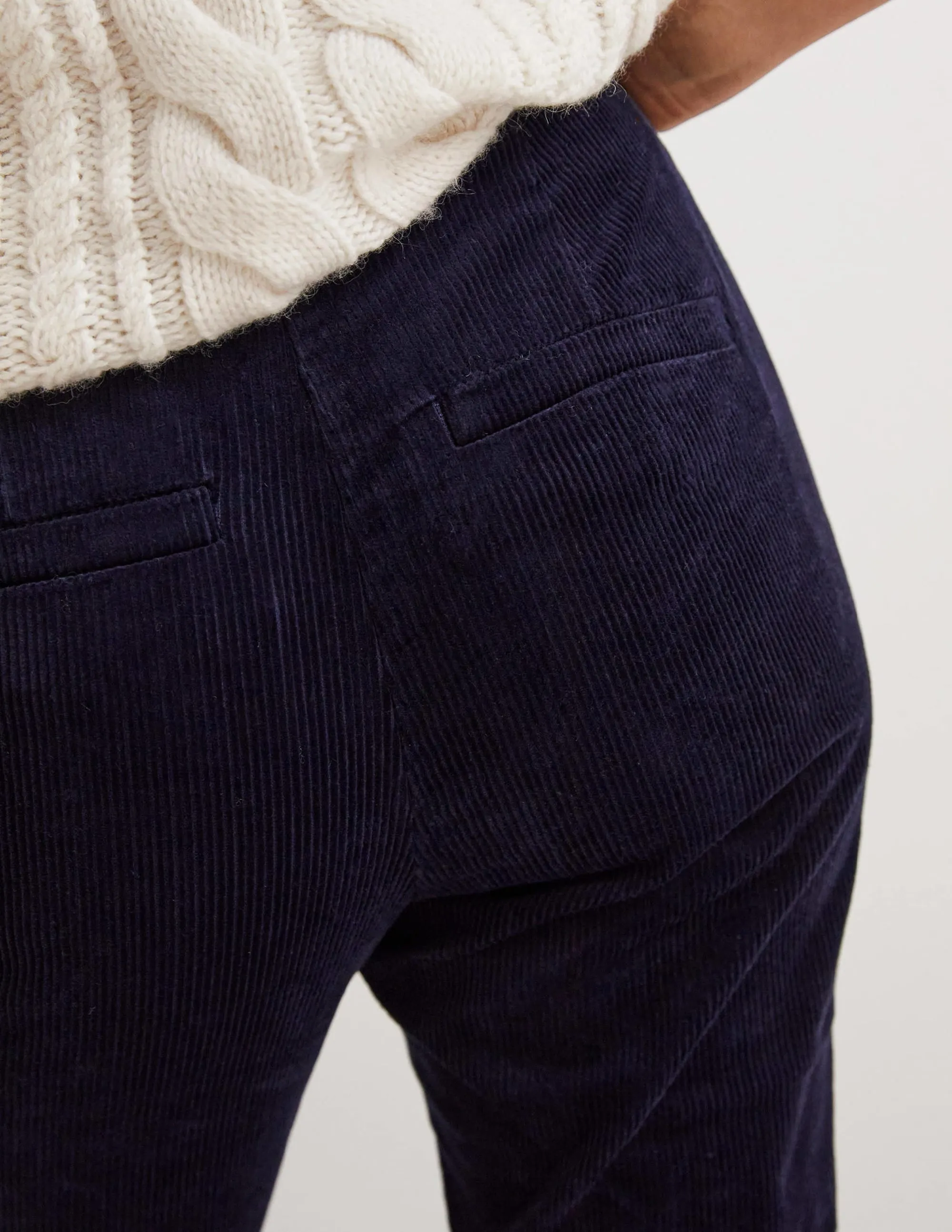 Corduroy Flare Trousers-French Navy
