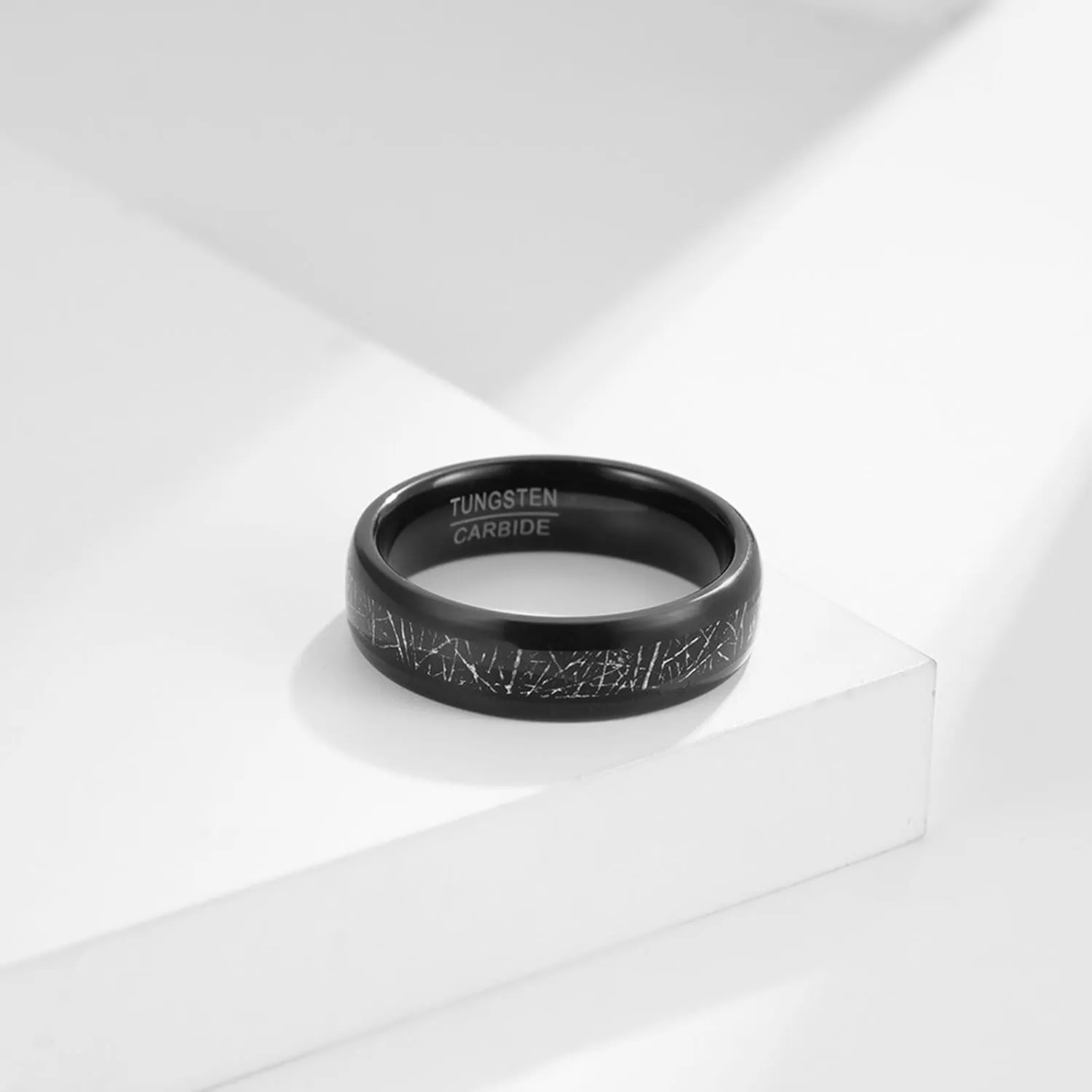 Couples Rings for Him and Her Set Promise Rings, Tungsten Engagement Rings for Couples Set Comfort Fit 8mm 6mm Black Ring Inlay Metal