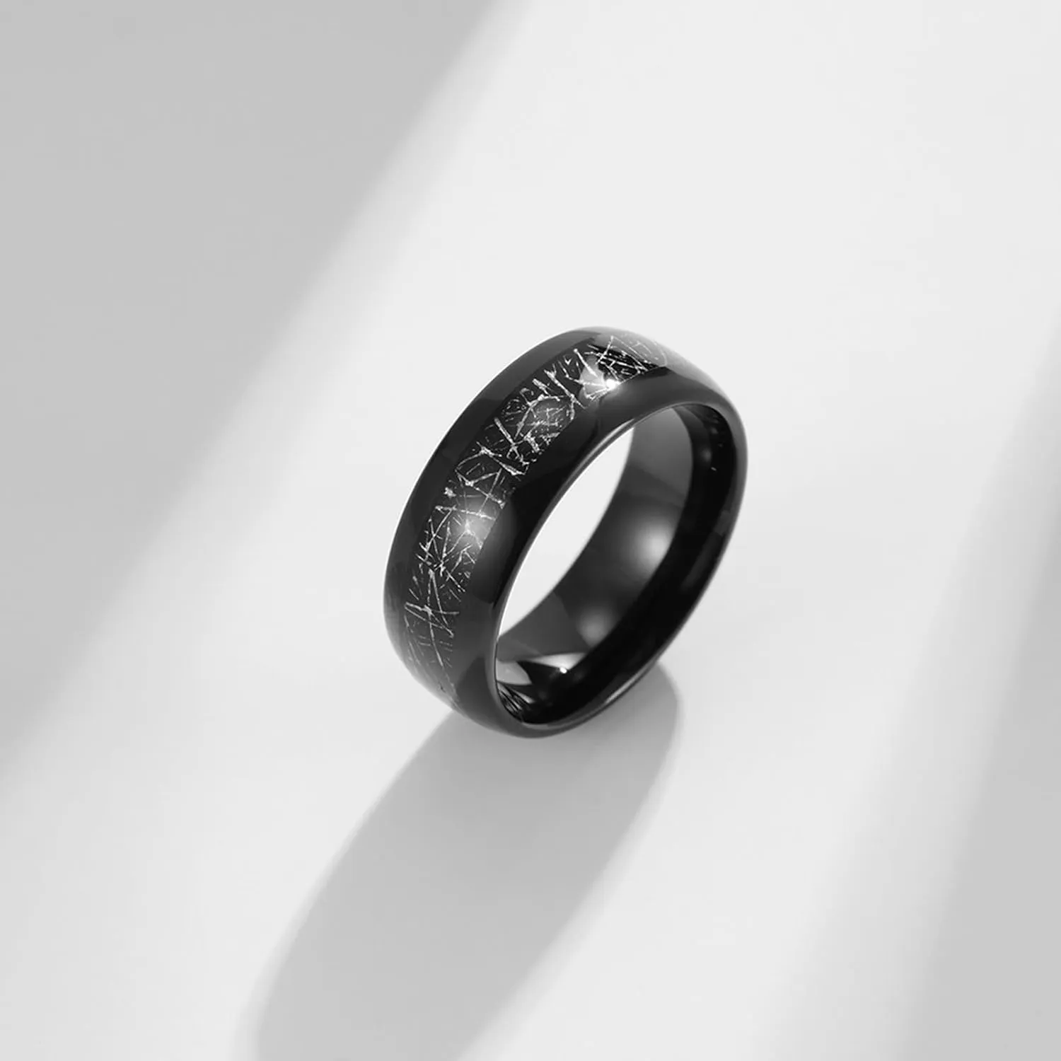 Couples Rings for Him and Her Set Promise Rings, Tungsten Engagement Rings for Couples Set Comfort Fit 8mm 6mm Black Ring Inlay Metal