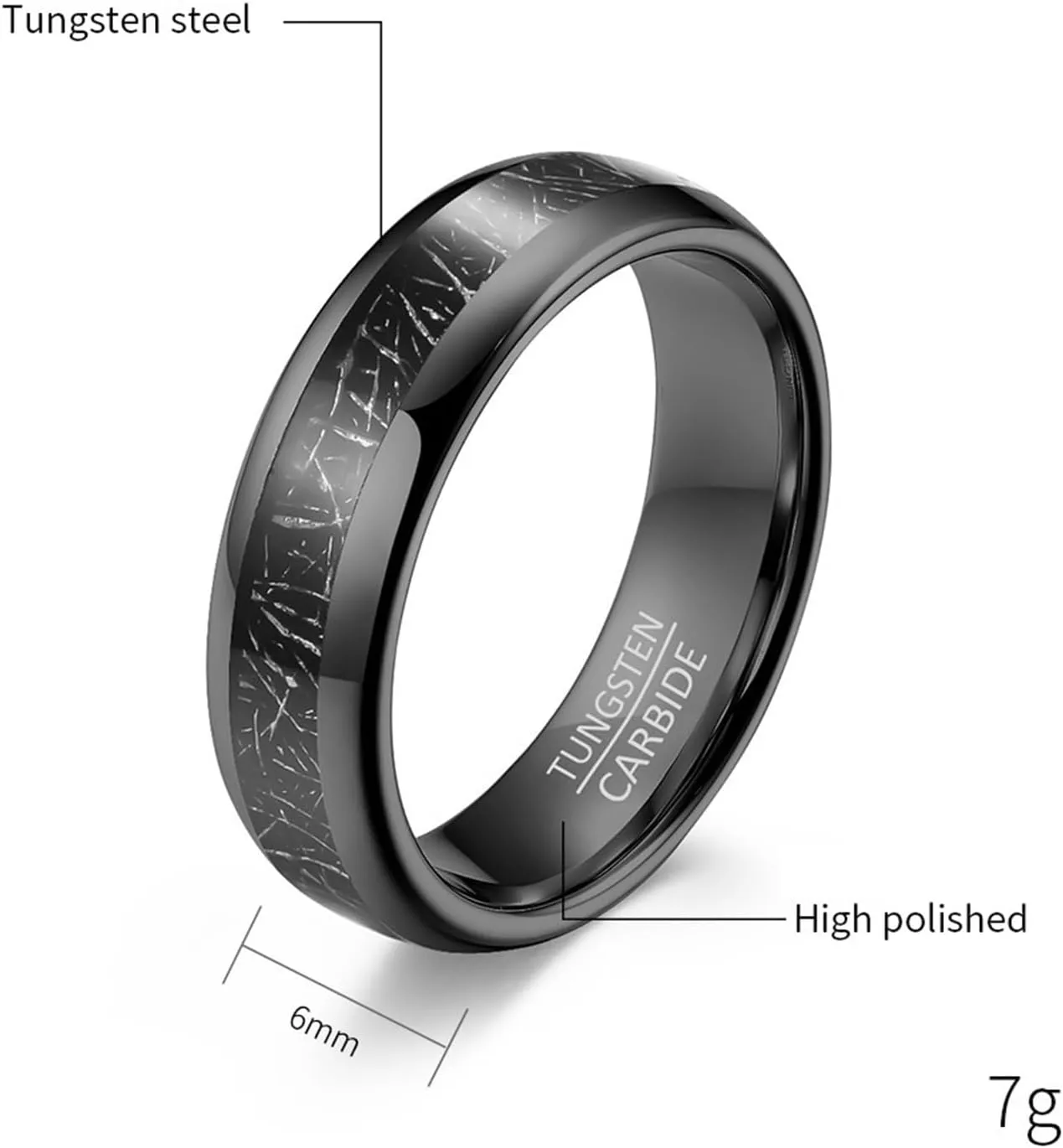 Couples Rings for Him and Her Set Promise Rings, Tungsten Engagement Rings for Couples Set Comfort Fit 8mm 6mm Black Ring Inlay Metal