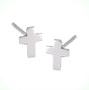 Cross Post Religious Silver Christian Faith Stud Earrings For Women Crystal Fashion Jewelry