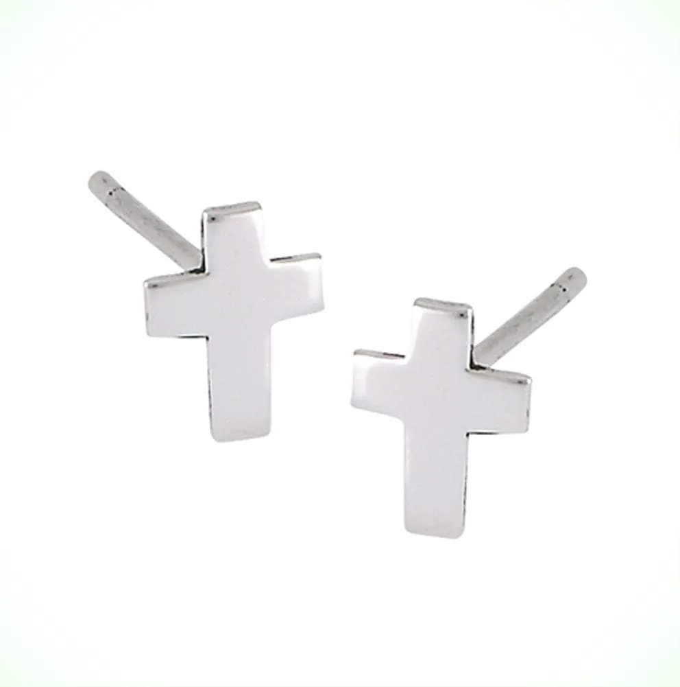 Cross Post Religious Silver Christian Faith Stud Earrings For Women Crystal Fashion Jewelry
