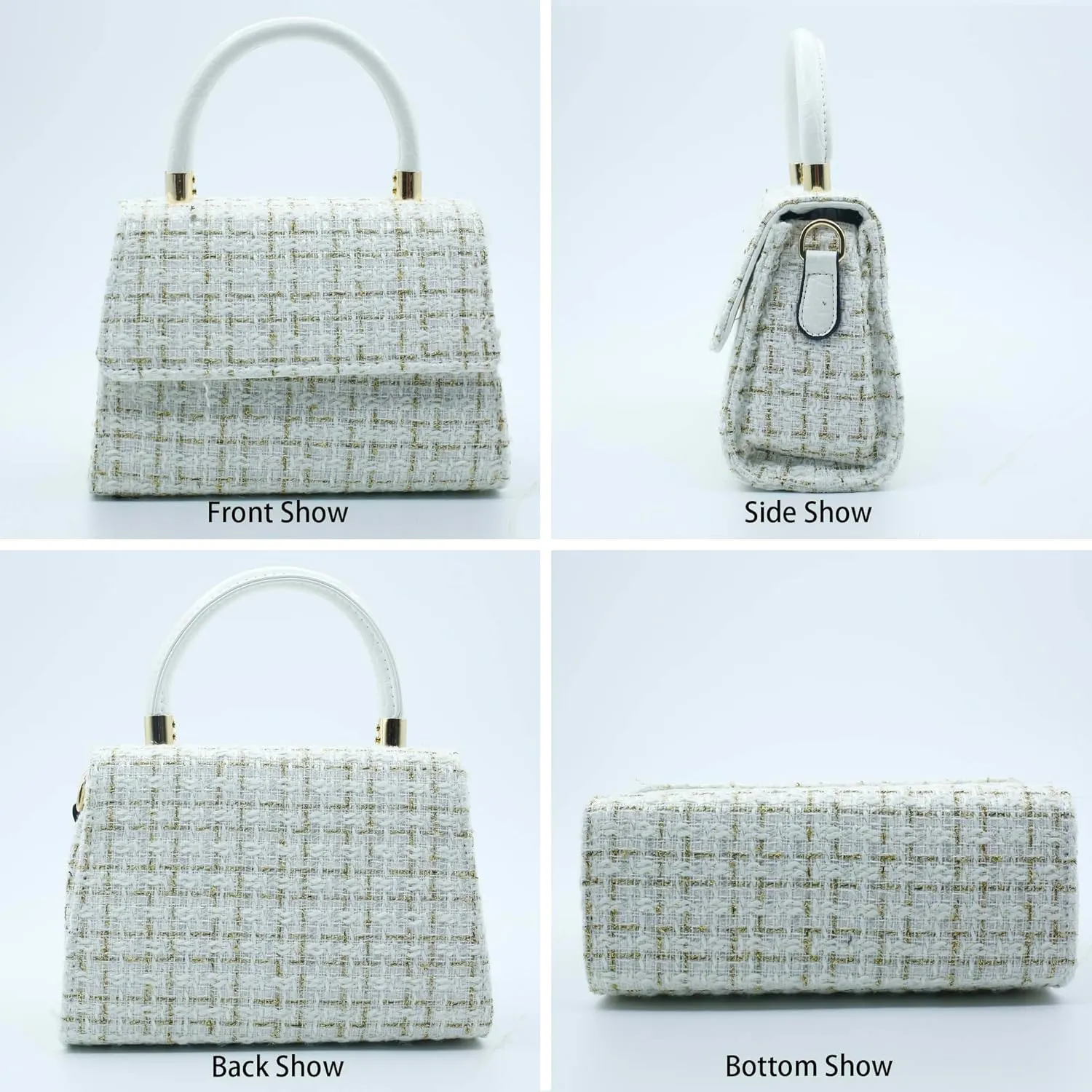 Crossbody Shoulder Bag for Women, Fashion Tweed Top-Handle Small Purses Handbags Evening Bag Satchel Shoulder Bags