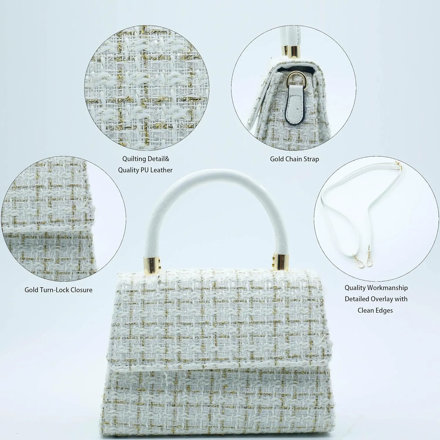 Crossbody Shoulder Bag for Women, Fashion Tweed Top-Handle Small Purses Handbags Evening Bag Satchel Shoulder Bags