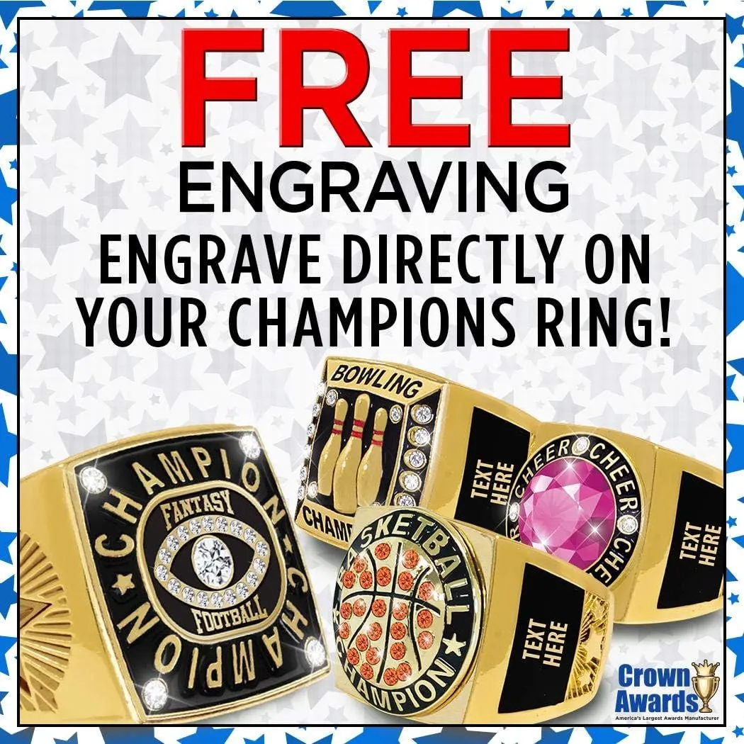 Crown Awards Golf Premiere Engravable Ring, Gold Golf Ring with Custom Engraving, Choose Your Size Prime