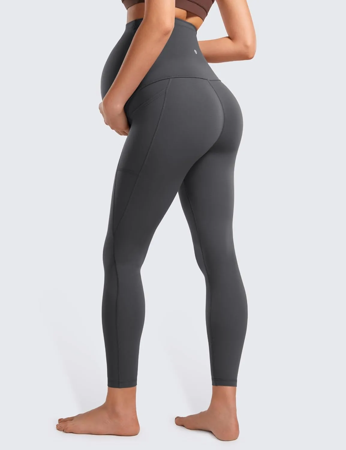 CRZ YOGA Womens Butterluxe Maternity Leggings with Pockets Over The Belly 25" - Workout Active Yoga Pregnancy Pants Soft