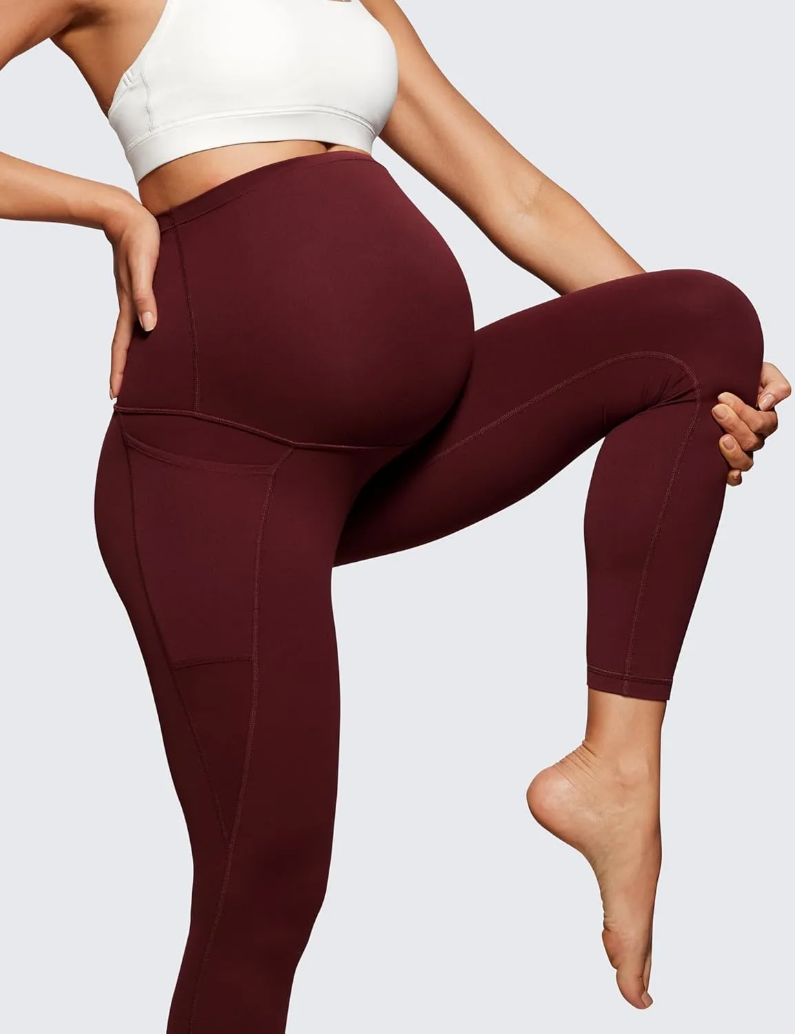 CRZ YOGA Womens Butterluxe Maternity Leggings with Pockets Over The Belly 25" - Workout Active Yoga Pregnancy Pants Soft