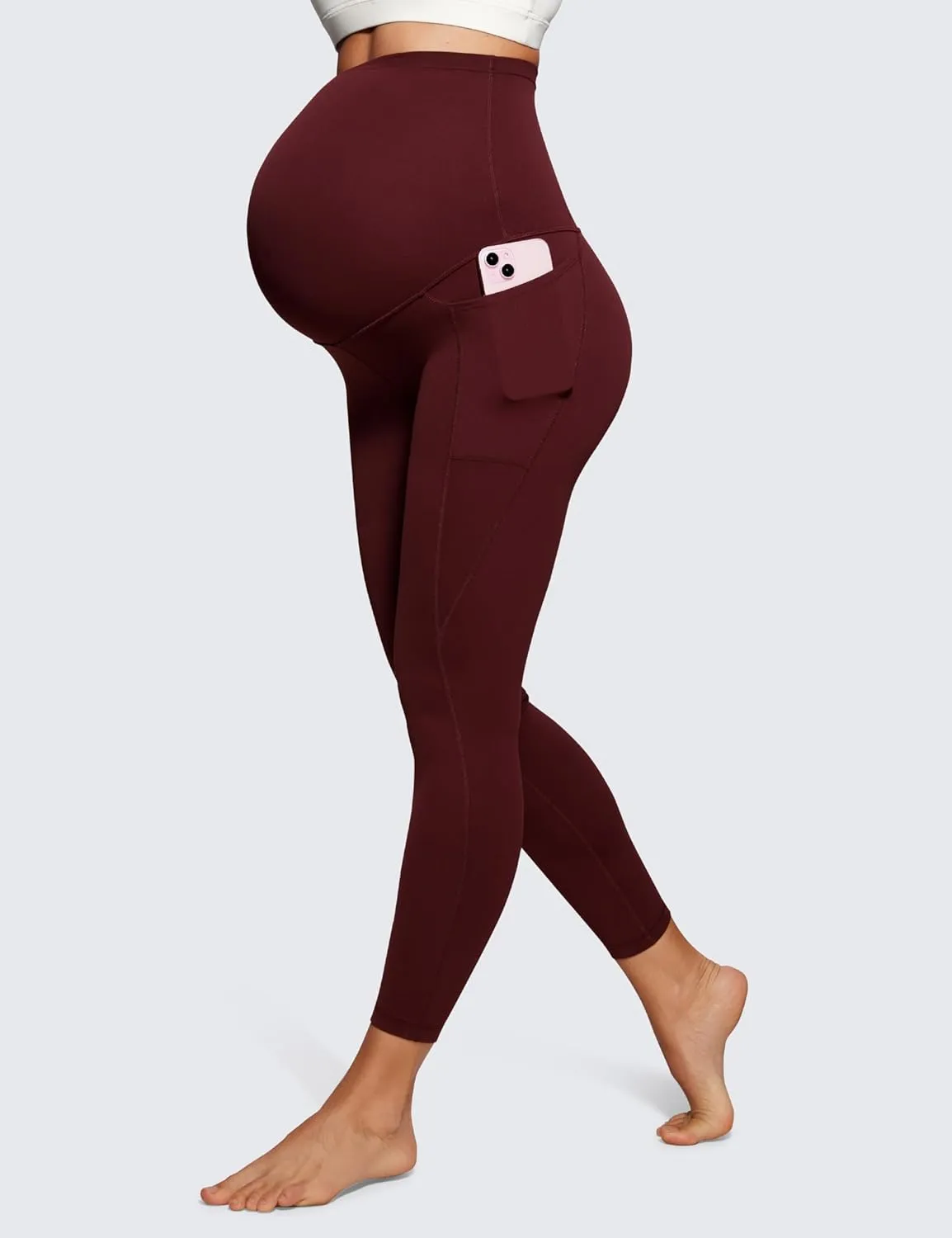CRZ YOGA Womens Butterluxe Maternity Leggings with Pockets Over The Belly 25" - Workout Active Yoga Pregnancy Pants Soft