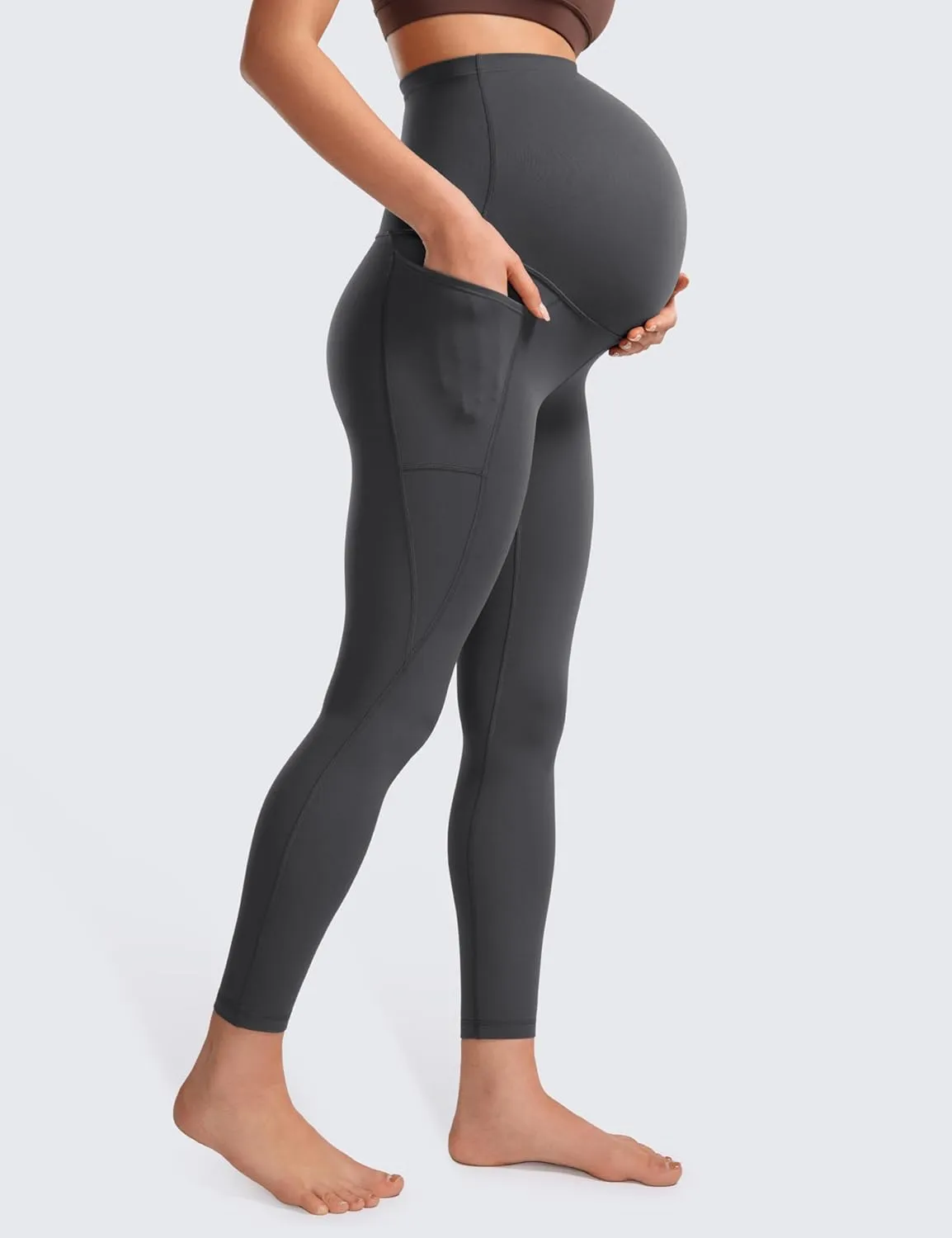 CRZ YOGA Womens Butterluxe Maternity Leggings with Pockets Over The Belly 25" - Workout Active Yoga Pregnancy Pants Soft