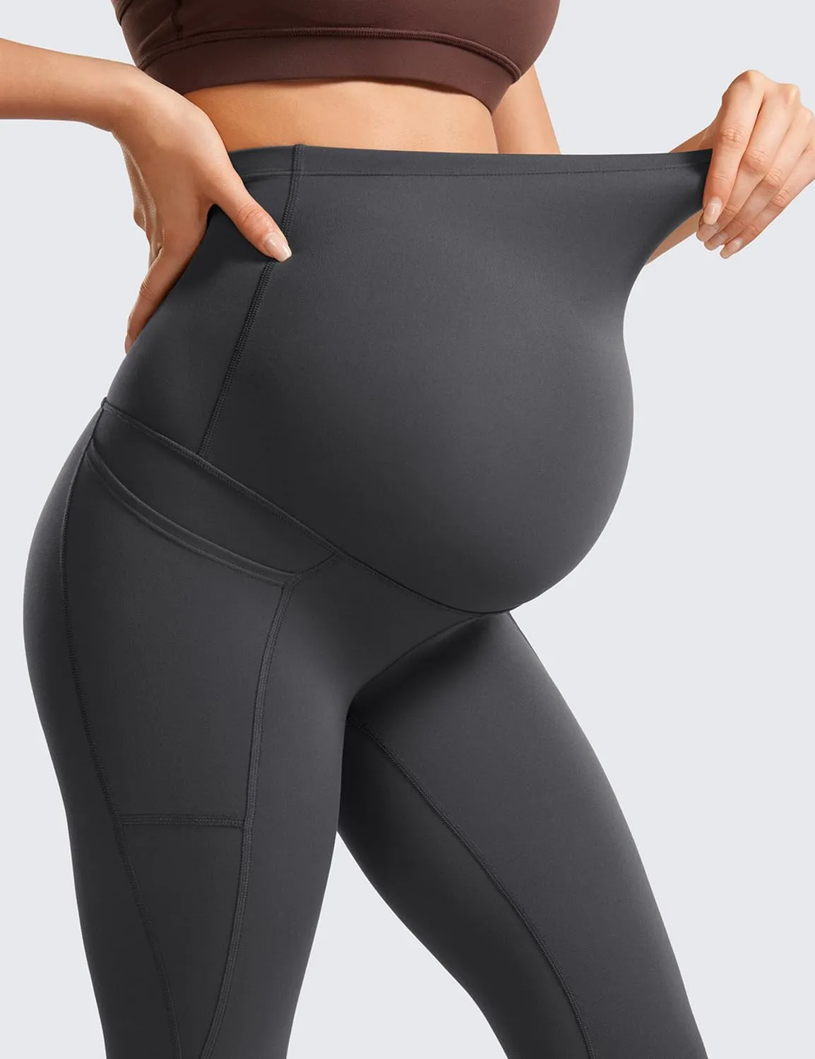 CRZ YOGA Womens Butterluxe Maternity Leggings with Pockets Over The Belly 25" - Workout Active Yoga Pregnancy Pants Soft