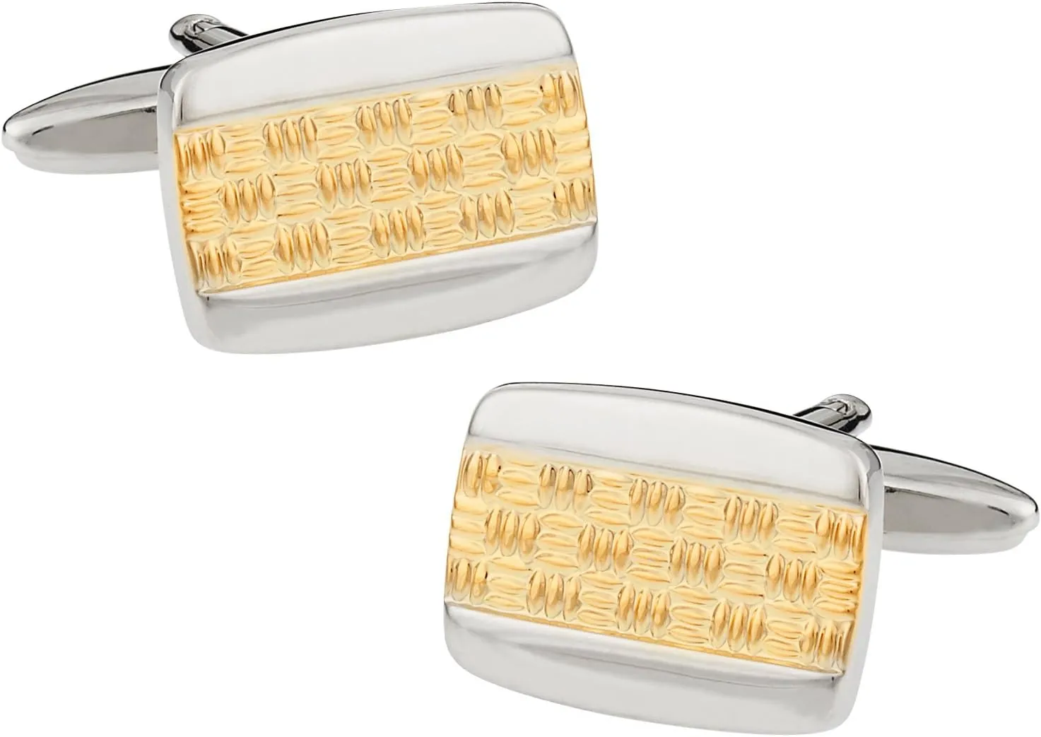 Cuff-Daddy Textured Gold and Silver Cufflinks with Presentation Gift Box | Gold-Tone Silver-Tone Detailed Pattern Cuff Links with Travel Box Perfect for Wedding Groom