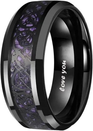 Custom Engraved Couple Rings Promise Rings for Him and Her Black Matching Engagement Rings Personalized Heart cz Rings for Women Mens Tungsten Wedding Bands Valentines Day Jewelry,With Box