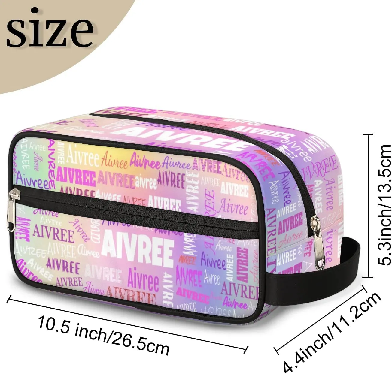 Custom Travel Cosmetic Bag with Name, Personalized Large Capacity Weekend Toiletry Bag Portable Bathroom Makeup Organizer, Colorful Pink Purple Galaxy Background