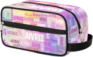 Custom Travel Cosmetic Bag with Name, Personalized Large Capacity Weekend Toiletry Bag Portable Bathroom Makeup Organizer, Colorful Pink Purple Galaxy Background