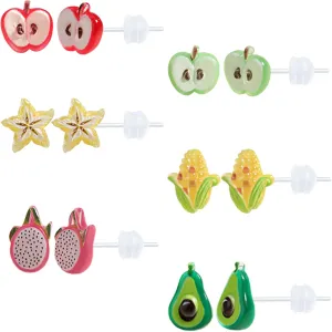 Cute Plastic Fruit Stud Earrings for Women With Sensitive Ears Lightweight Hypoallergenic Ear Jewelry Trendy and Fashionable Designs for Daily Wear