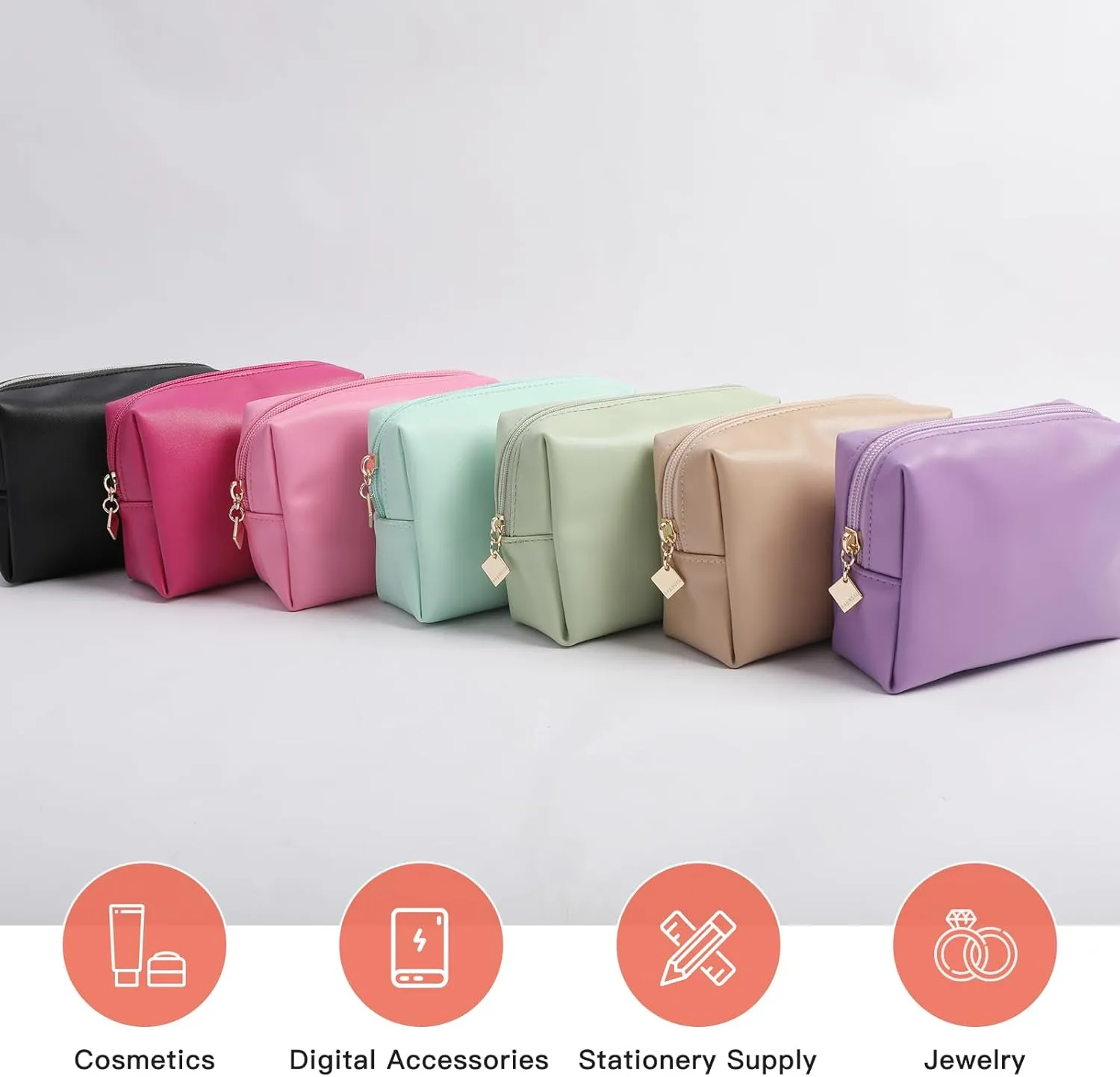 Cute Small Pouch, Makeup Cosmetic Bag,Make up Bag for Purse,Toiletry Zipper Pouch,Tech Bag,Electronic Organizer Travel Case,Storage Pouches for Organization Pink