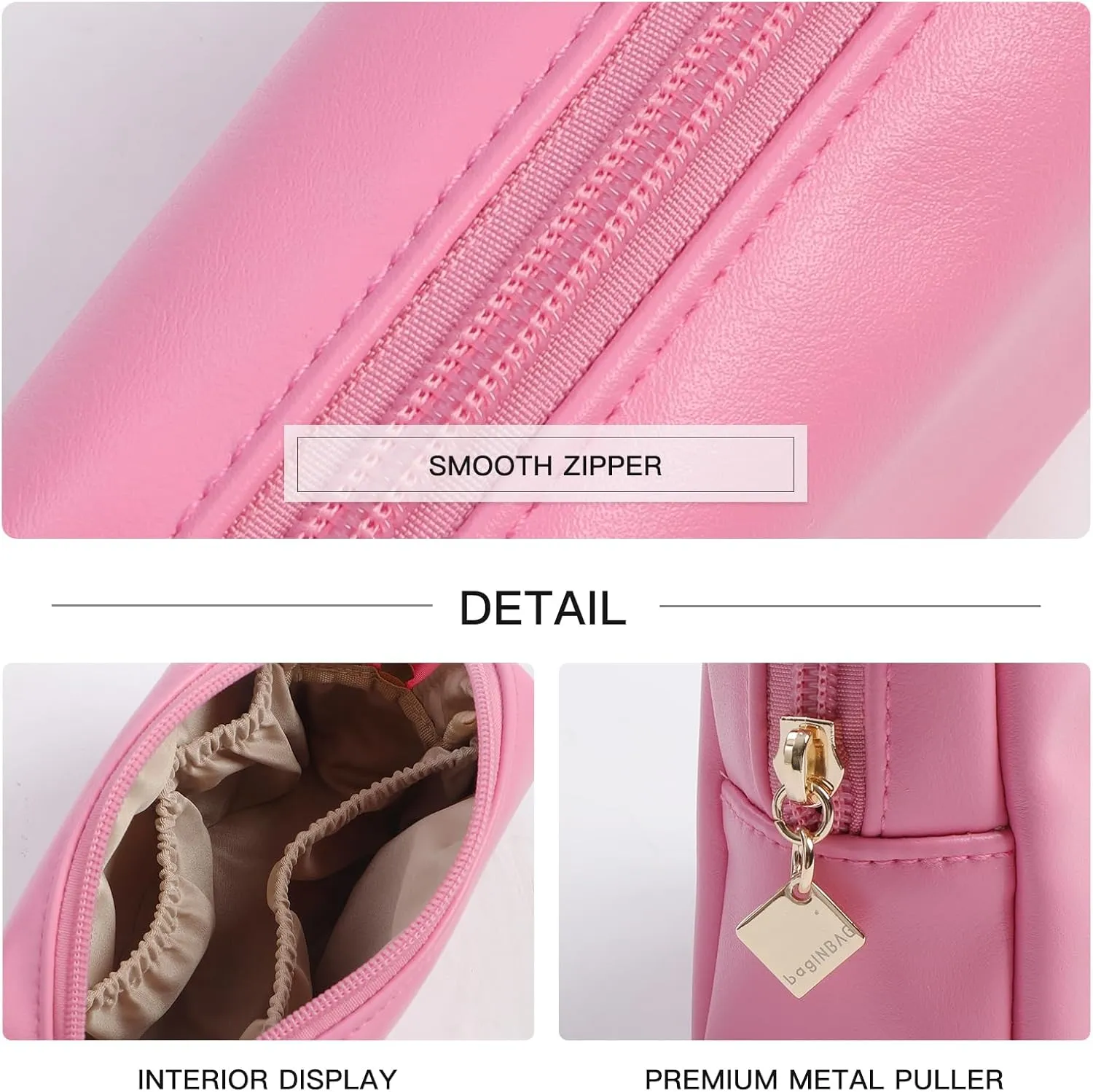 Cute Small Pouch, Makeup Cosmetic Bag,Make up Bag for Purse,Toiletry Zipper Pouch,Tech Bag,Electronic Organizer Travel Case,Storage Pouches for Organization Pink