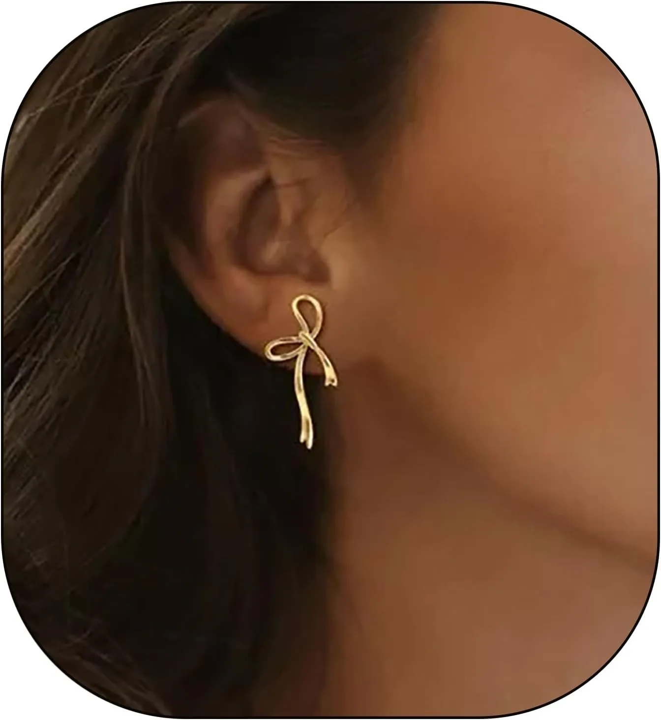 Dainty Bow Earrings for Women,14K Gold Plated Earrings,Hypoallergenic, Simple,Minimalist,Lightweight Earrings Jewelry Gifts for Birthday,Christmas -fightingtoge