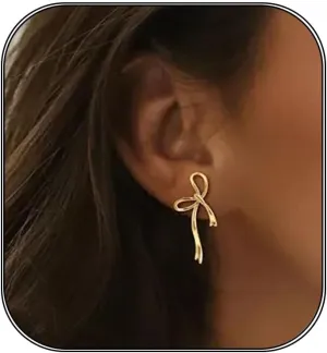 Dainty Bow Earrings for Women,14K Gold Plated Earrings,Hypoallergenic, Simple,Minimalist,Lightweight Earrings Jewelry Gifts for Birthday,Christmas -fightingtoge