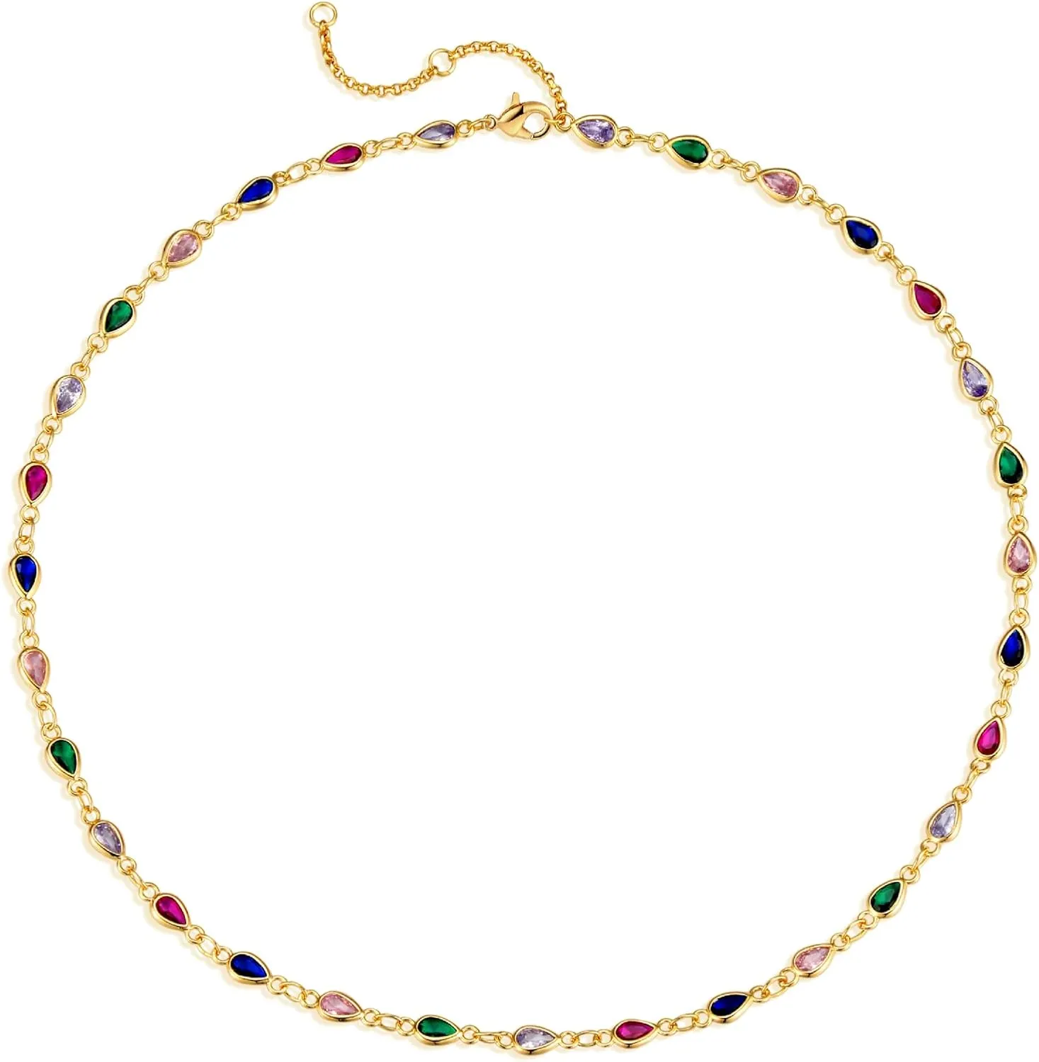 Dainty Chain Choker Necklace 18K Gold Plated Colorfull Link Chokers for Women Multicolor Necklaces Jewelry