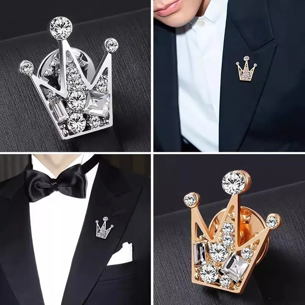 Dainty Crown Collar Brooch Pin for Women Men Girls Crystal Rhinestone Lapel Pins Cute Jewelry Gifts for Women Girls Dress Suit Shirt Jacket Clothes Accessories