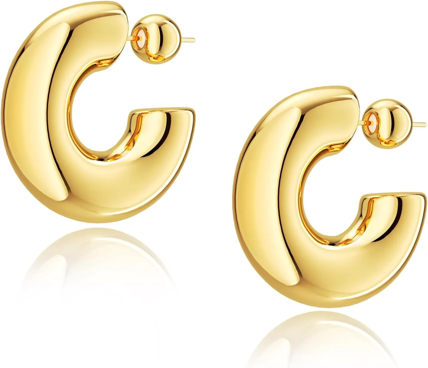 Dainty Small Hoop Earrings for Women -Trendy 14K Gold/Silver Plated Hypoallergenic Lightweight Huggie Earring Double Hoops Earrings for Women Fashion