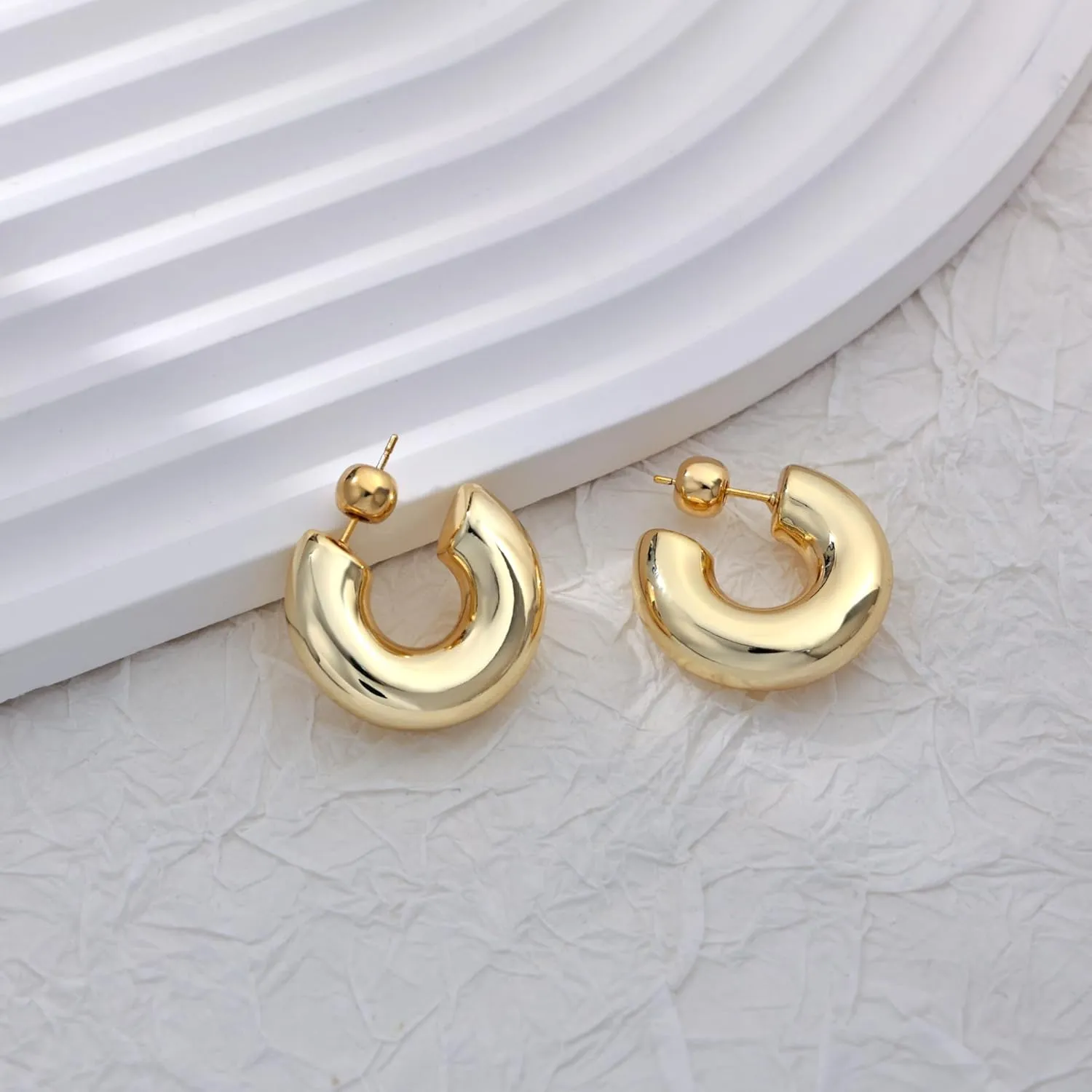 Dainty Small Hoop Earrings for Women -Trendy 14K Gold/Silver Plated Hypoallergenic Lightweight Huggie Earring Double Hoops Earrings for Women Fashion