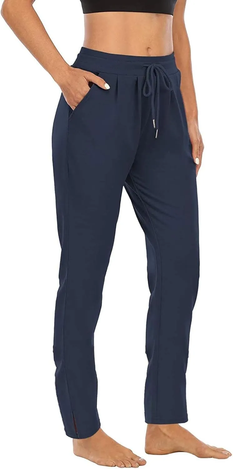 DDAPJ pyju Women's Yoga Pants Drawstring High Waist Workout Pants Straight Leg Casual Pants Gym Stretch Trousers with Pockets