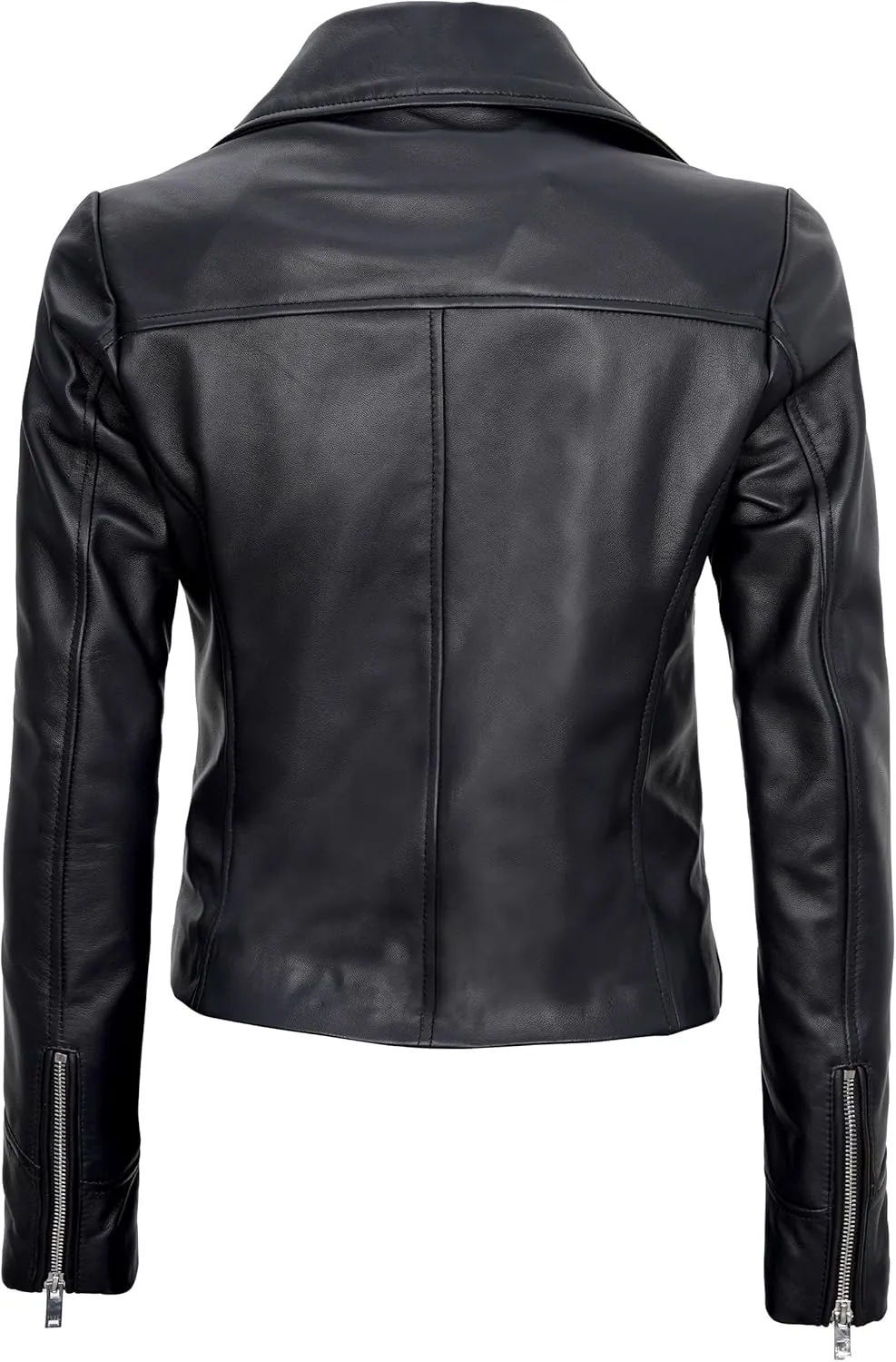Decrum Asymmetrical Real Leather Jacket Women  Trendy Fashion Lambskin Womens Leather Jacket