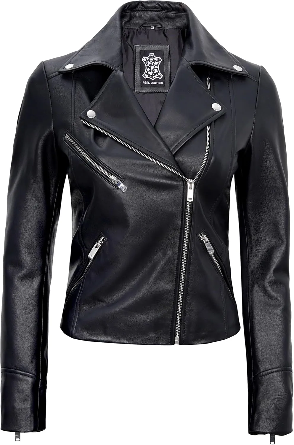 Decrum Asymmetrical Real Leather Jacket Women  Trendy Fashion Lambskin Womens Leather Jacket