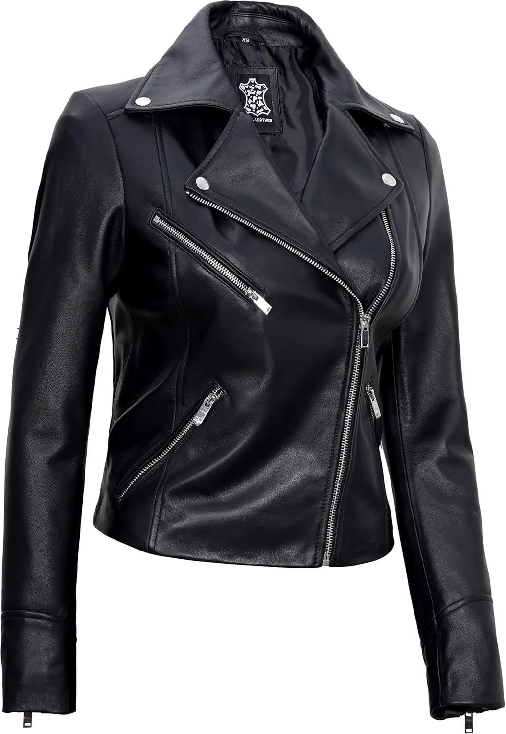 Decrum Asymmetrical Real Leather Jacket Women  Trendy Fashion Lambskin Womens Leather Jacket