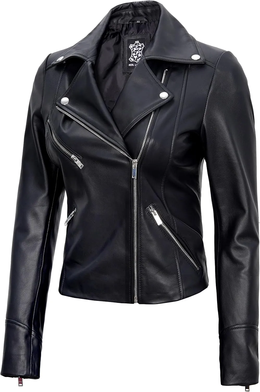 Decrum Asymmetrical Real Leather Jacket Women  Trendy Fashion Lambskin Womens Leather Jacket