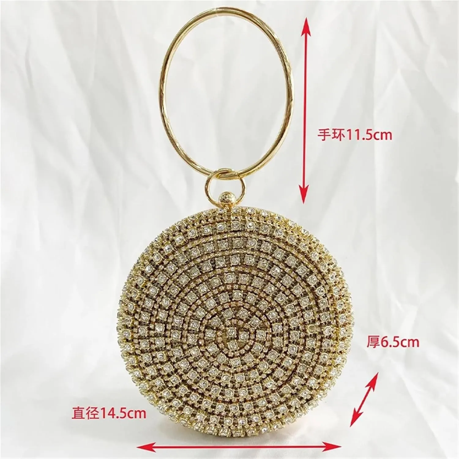 Diamonds Rhinestone Handbag Female Round Top Handle Bags Evening Party Clutches For Party Prom Cocktail Wedding