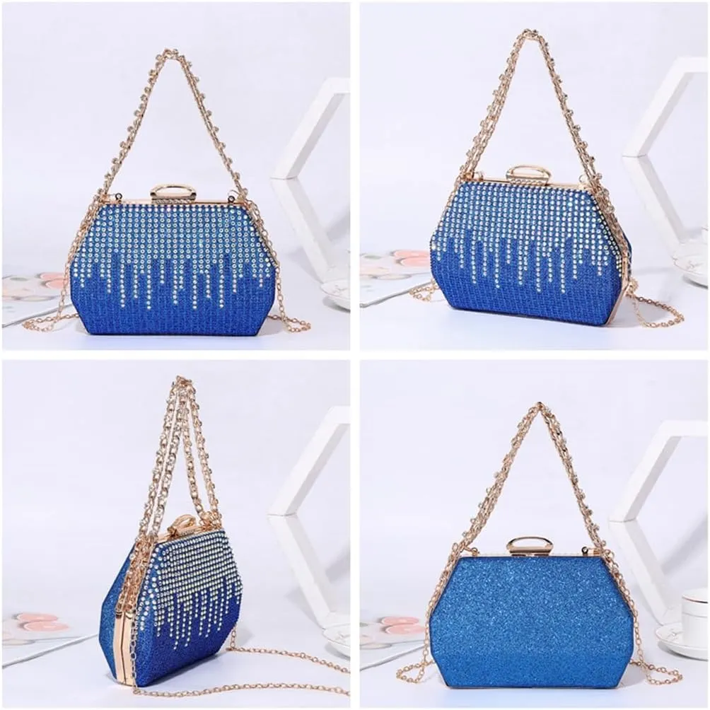 DJBM Women Sparkly Rhinestone Clutch Sequin Evening Bag Diamond Chain Crossbody Bag for Wedding Party