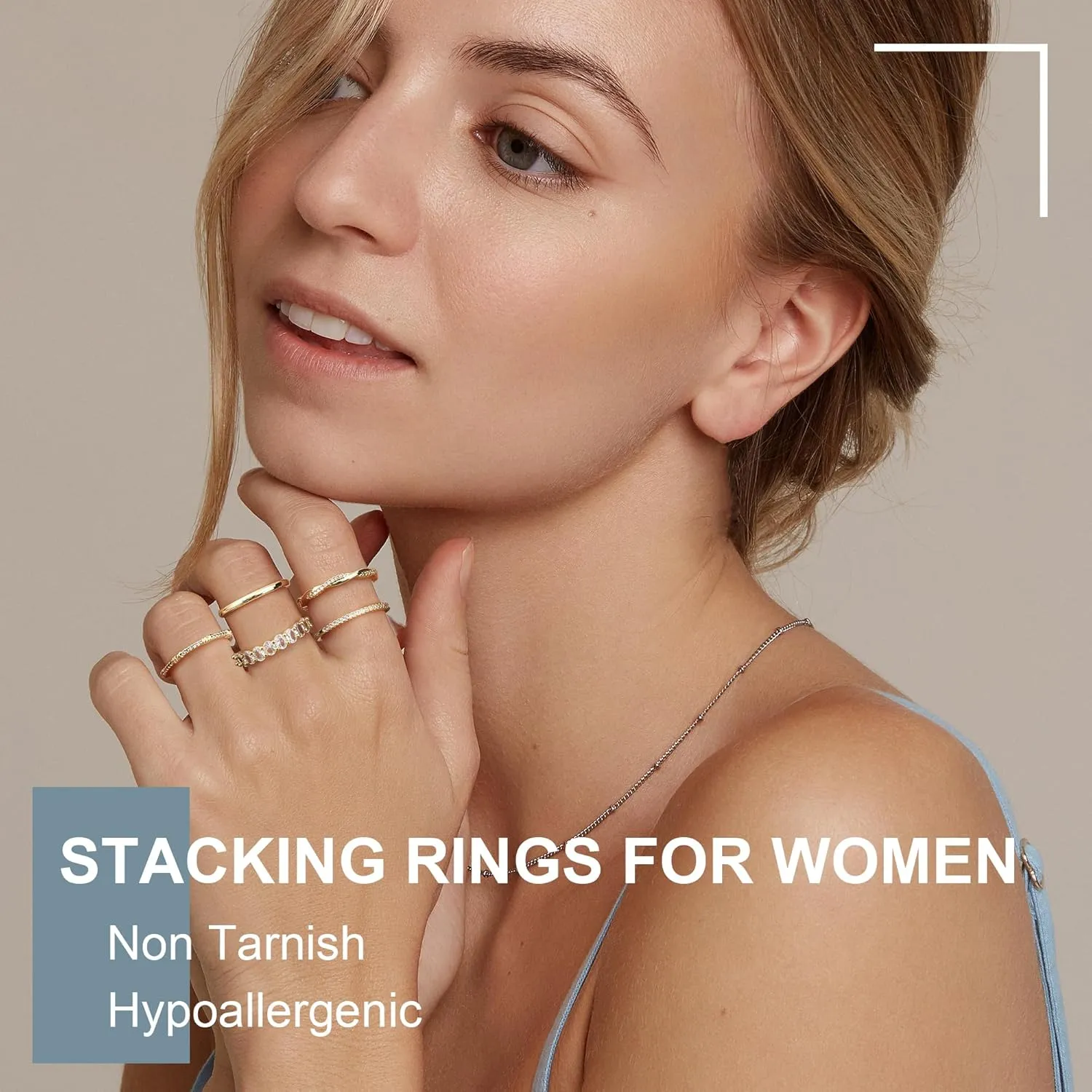 Dochais Gold Rings for Women 5PCS Stackable 14K Gold Plated Stacking Rings for Women Non Tarnish Trendy Dainty Rings Cubic Zirconia Gold Rings Set Statement Wedding Bands Rings