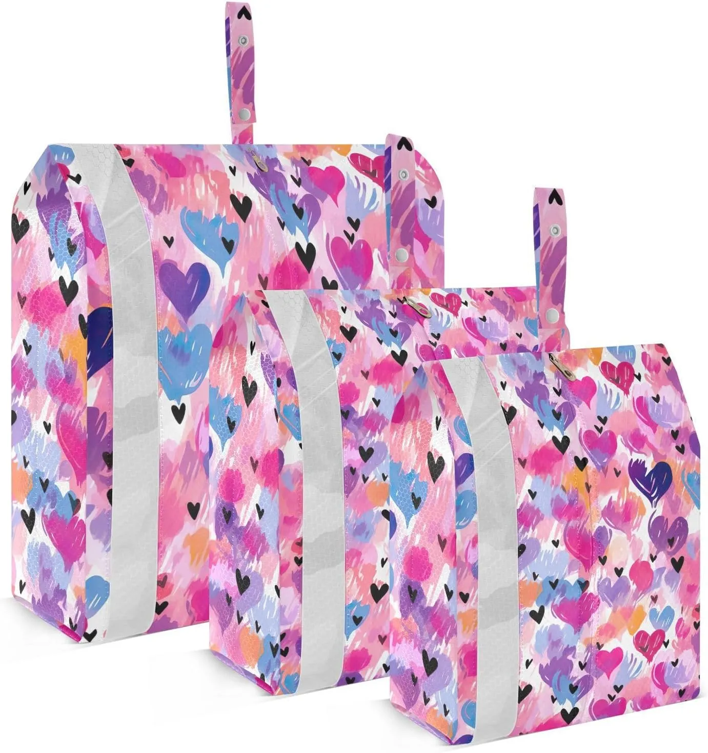 DOMIKING Leopard Fashion Heart Packing Cubes for Travel Luggage Organizer Hanging Packing Bag for Clothes Carry On Suitcase Set of 3