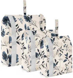 DOMIKING Poppies Flower Leaves Black Packing Cubes for Travel Luggage Organizer Hanging Packing Bag for Clothes Suitcases Set of 3