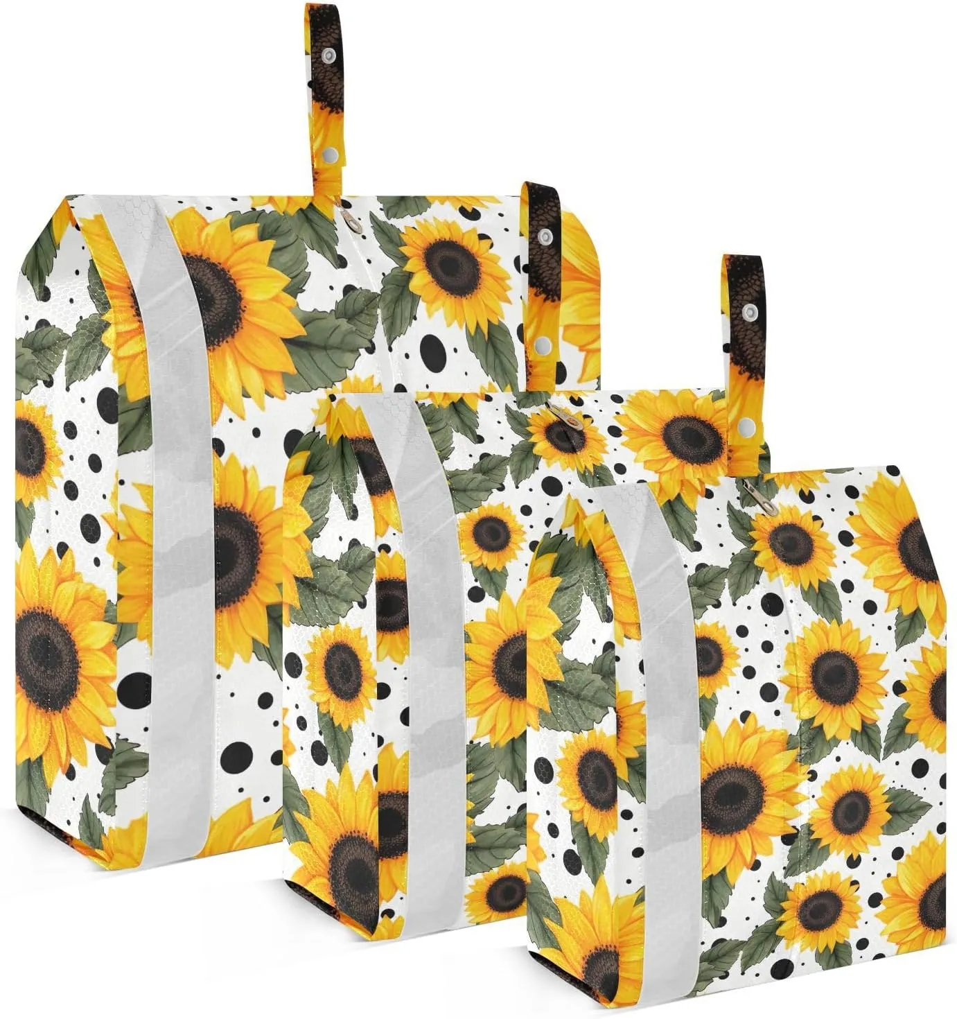 DOMIKING Sunflower Watercolor Packing Cubes for Travel Luggage Organizer Hanging Packing Bag for Home Vacation Set of 3