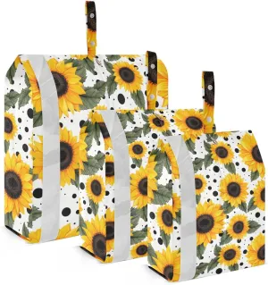 DOMIKING Sunflower Watercolor Packing Cubes for Travel Luggage Organizer Hanging Packing Bag for Home Vacation Set of 3