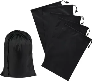 Drawstring Bag with Toggle - Nylon Cinch and Ditty Pouch - Six Pack (Black, 10 x 15 Inch)