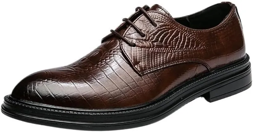 Dress Oxford for Men Fashion Lace Up Comfort Orthopedic Round Toe Vegan Leather Casual Non Slip Shoe
