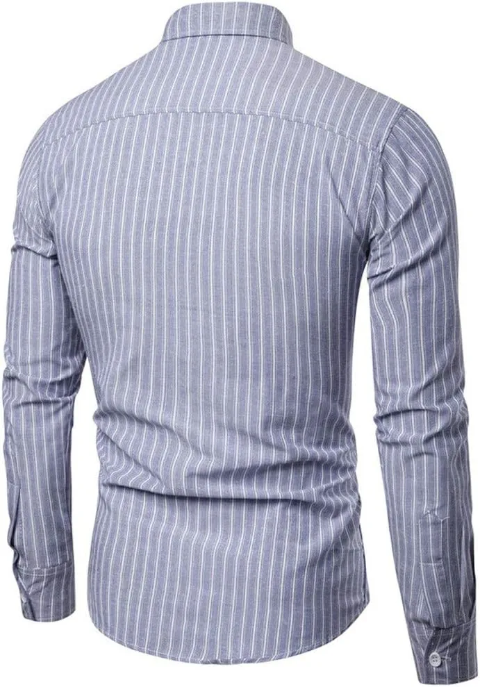 Dress Shirts for Men Spring Fashion 2025 Long Sleeve Button Down Vertical Striped Casual Business Office Work Shirts